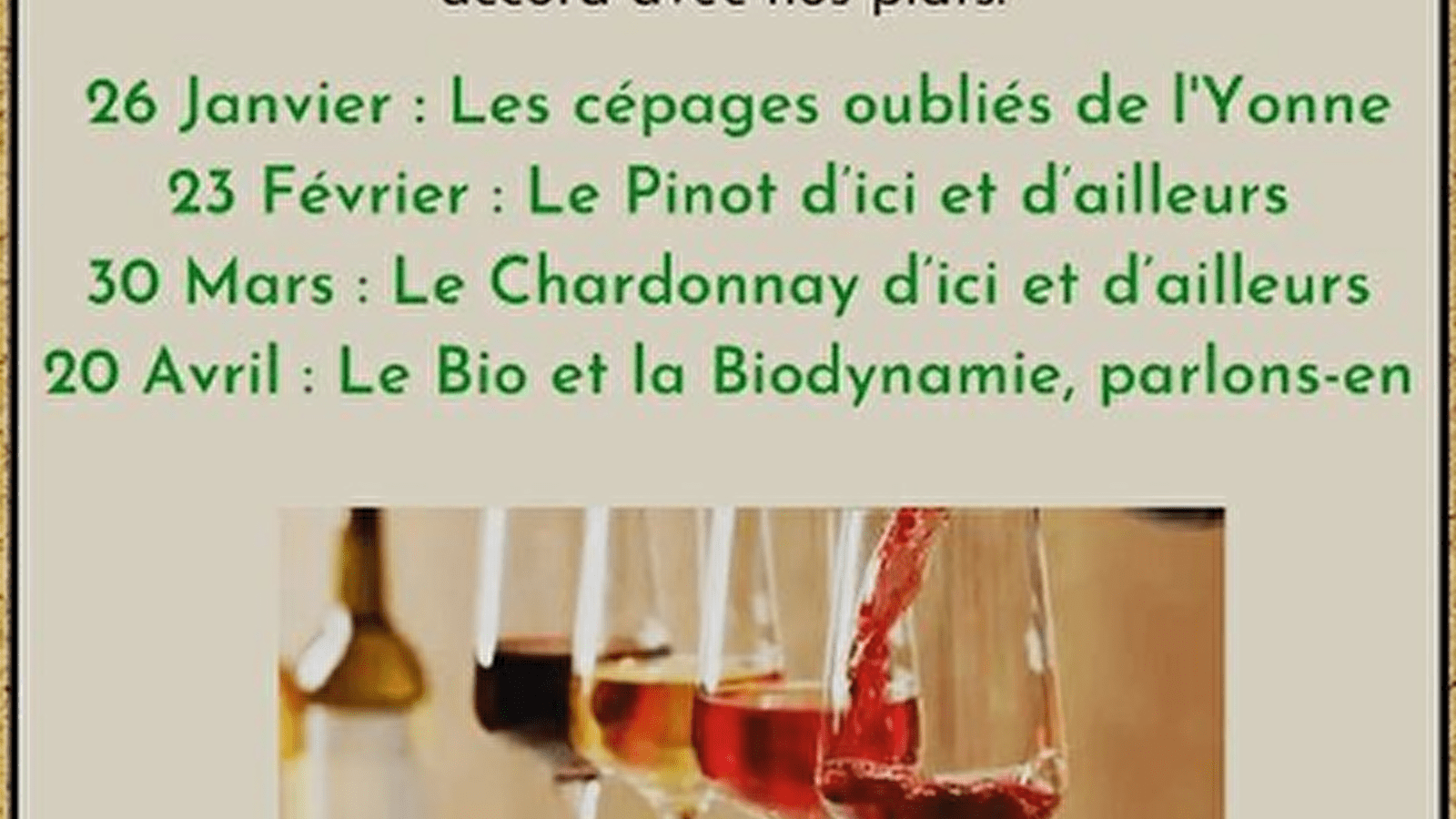 Soirée Œnologique  'Le Bio et la Biodynamie, parlons-en' - Restaurant Le Rendez-Vous à Auxerre 