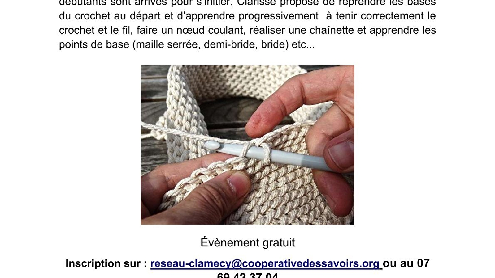 La coopérative des savoirs propose : s'initier au crochet